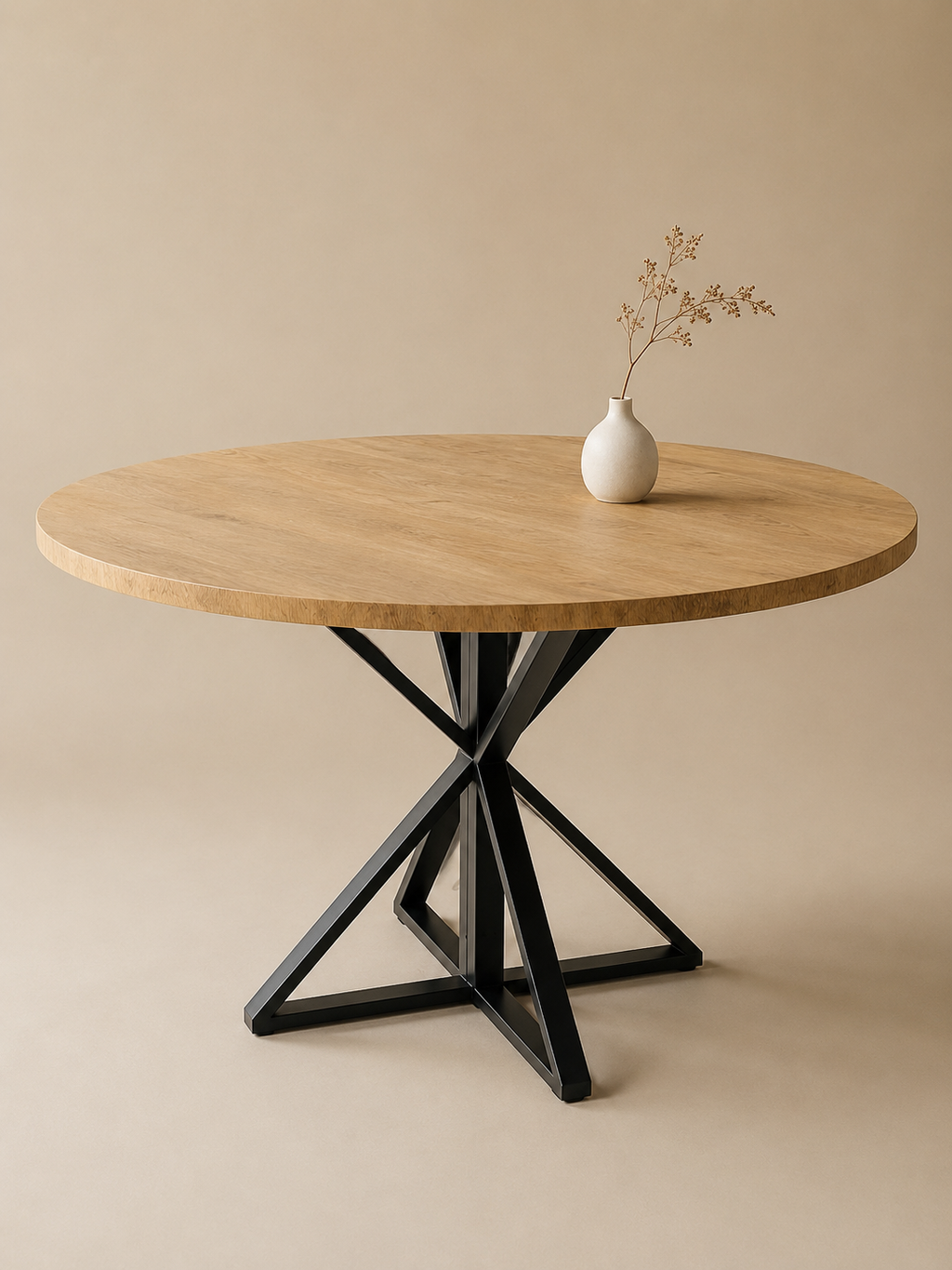 Chena – Table ronde chêne 4 à 6 personnes, pied central