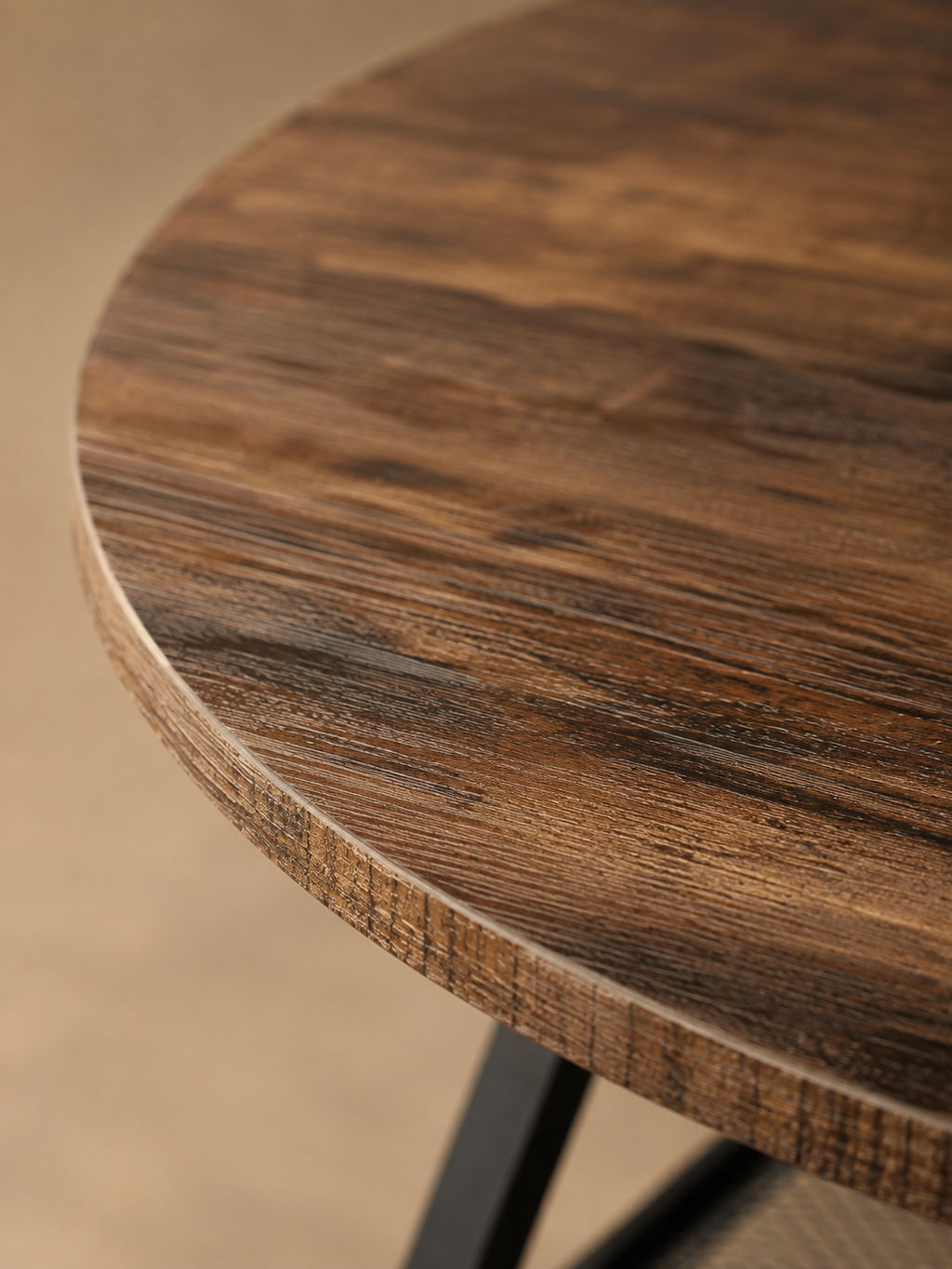 Etagera – Table ronde à manger effet bois 100cm, étagère