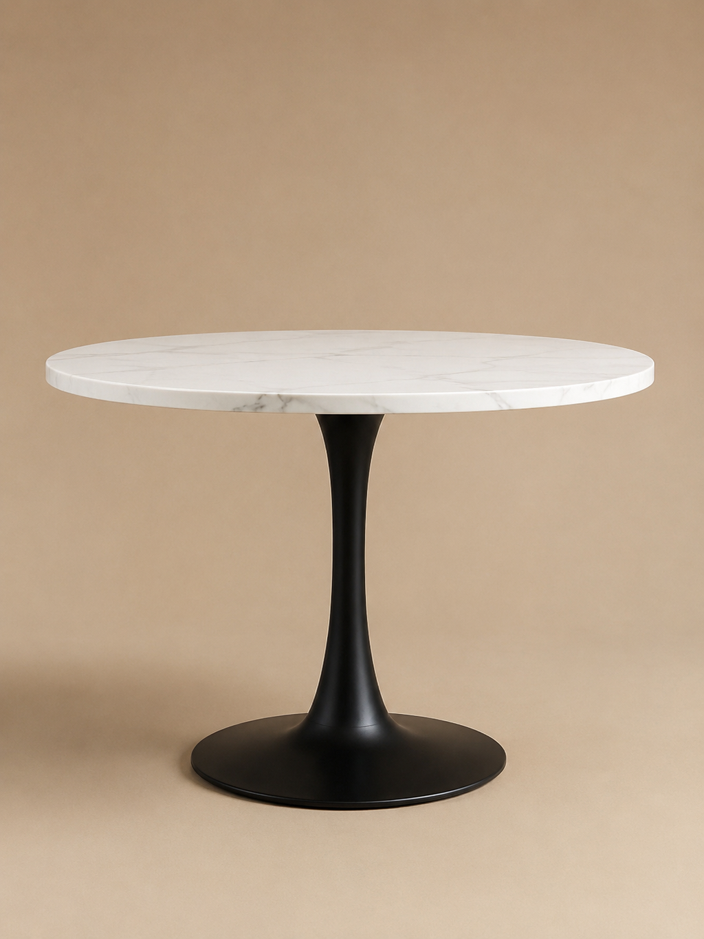 Luna – Table ronde effet marbre blanc, 2 à 4 personnes
