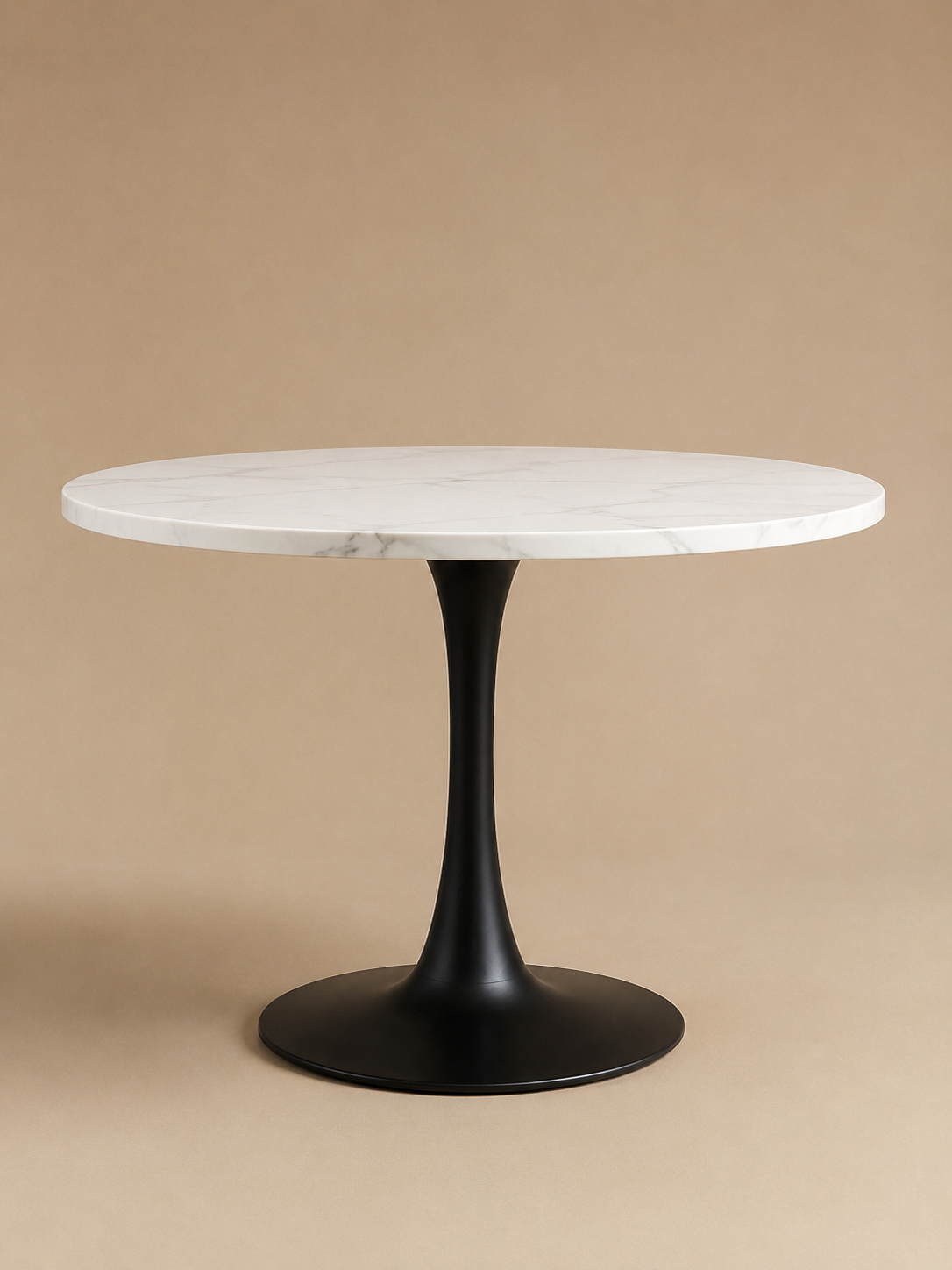 Luna – Table ronde effet marbre blanc, 2 à 4 personnes