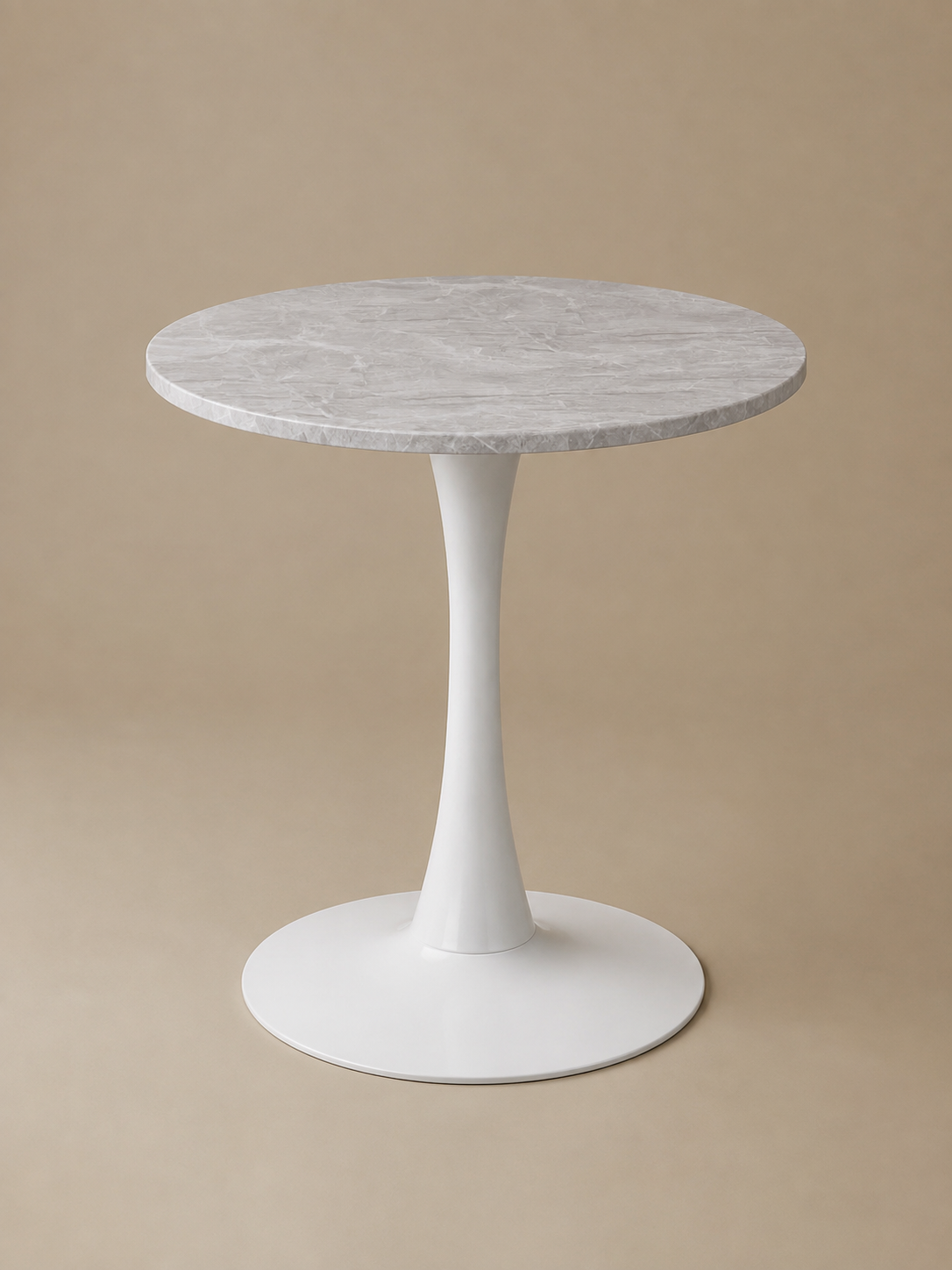 Vela – Table ronde effet marbre blanc, 2 personnes