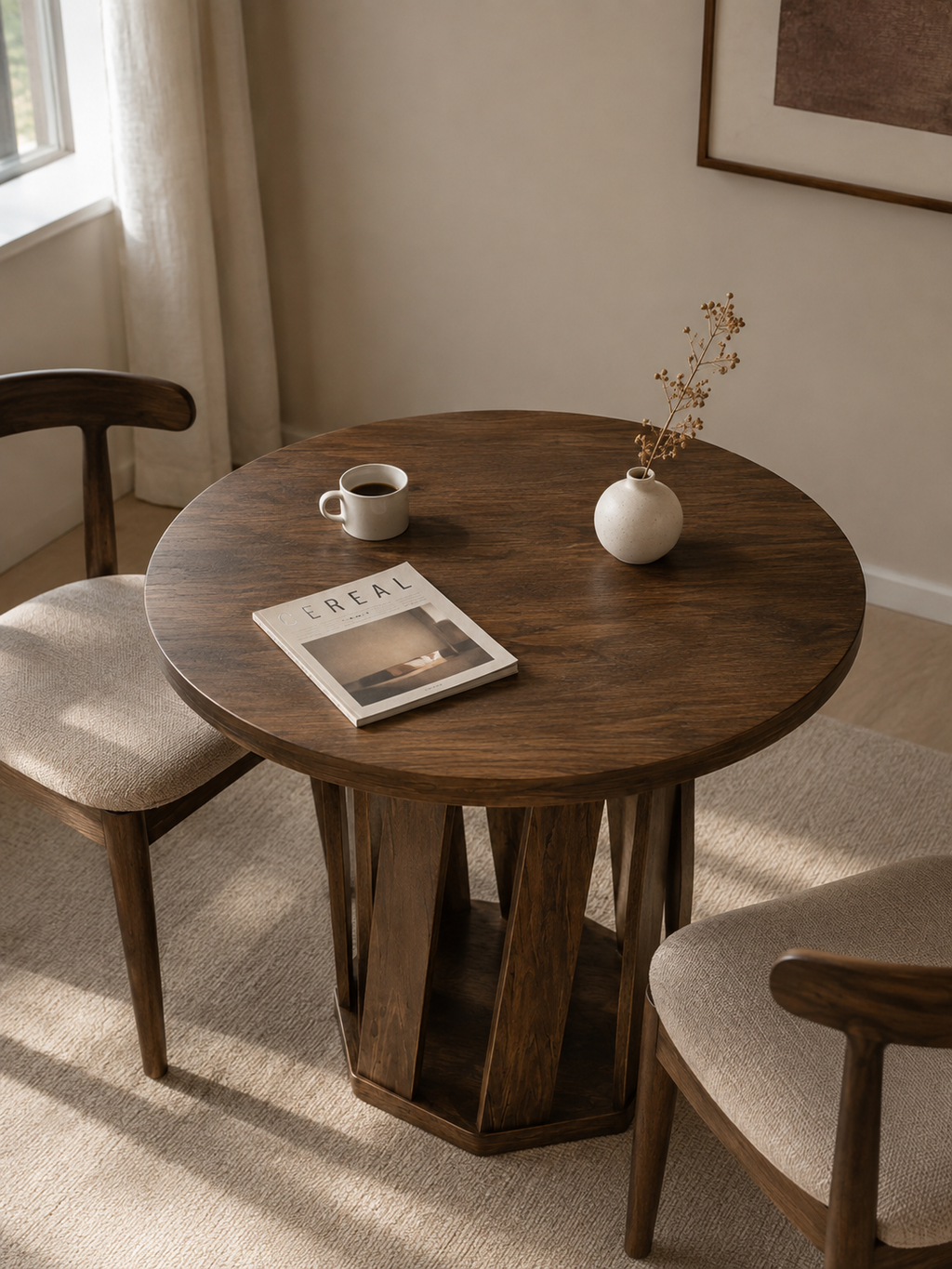 Rustik – Petite table ronde 2 à 4 personnes, MDF