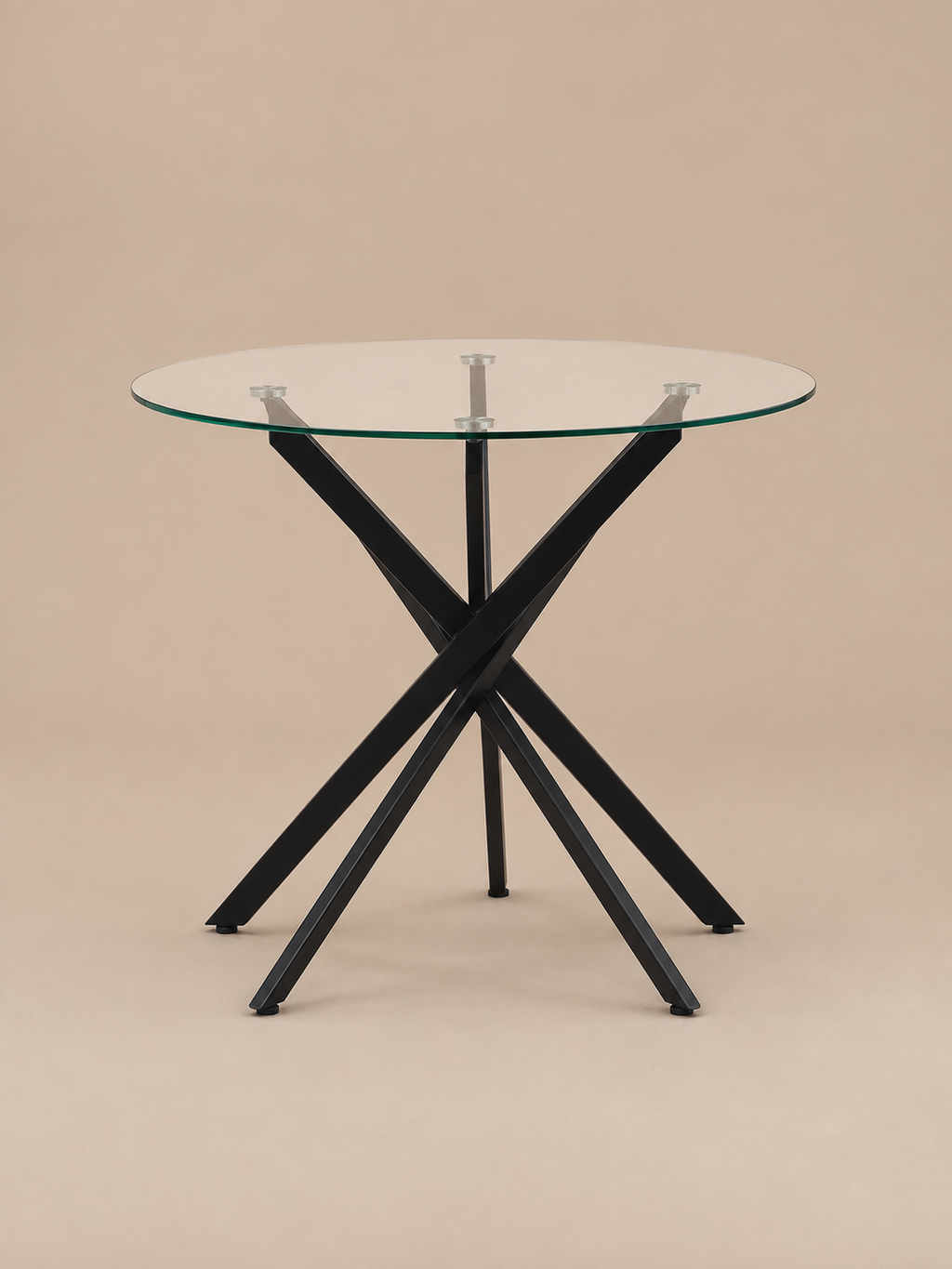 Cristal – Table ronde à manger 2 à 4 personnes, verre trempé