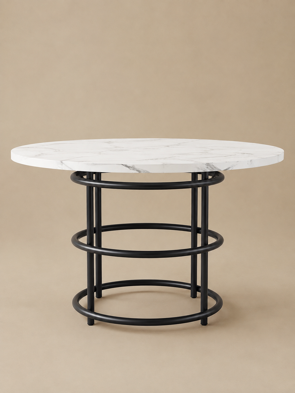 Marmo – Table ronde effet marbre 4 personnes, MDF