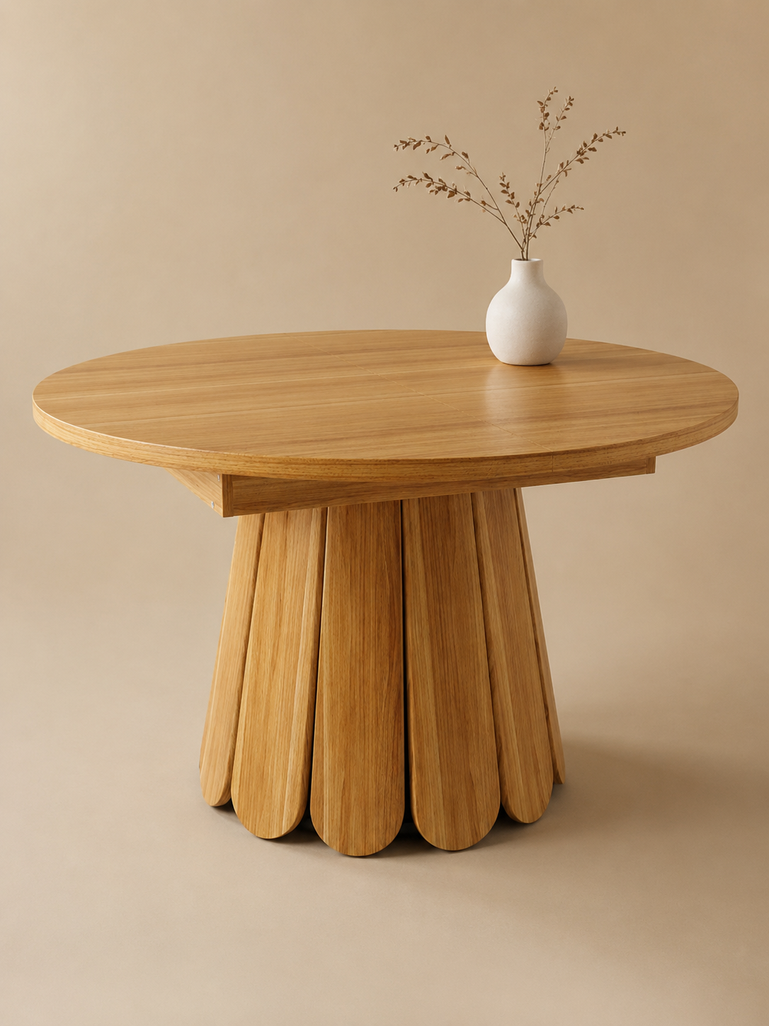 Vintara – Table ronde extensible 4 à 6 personnes, MDF marron