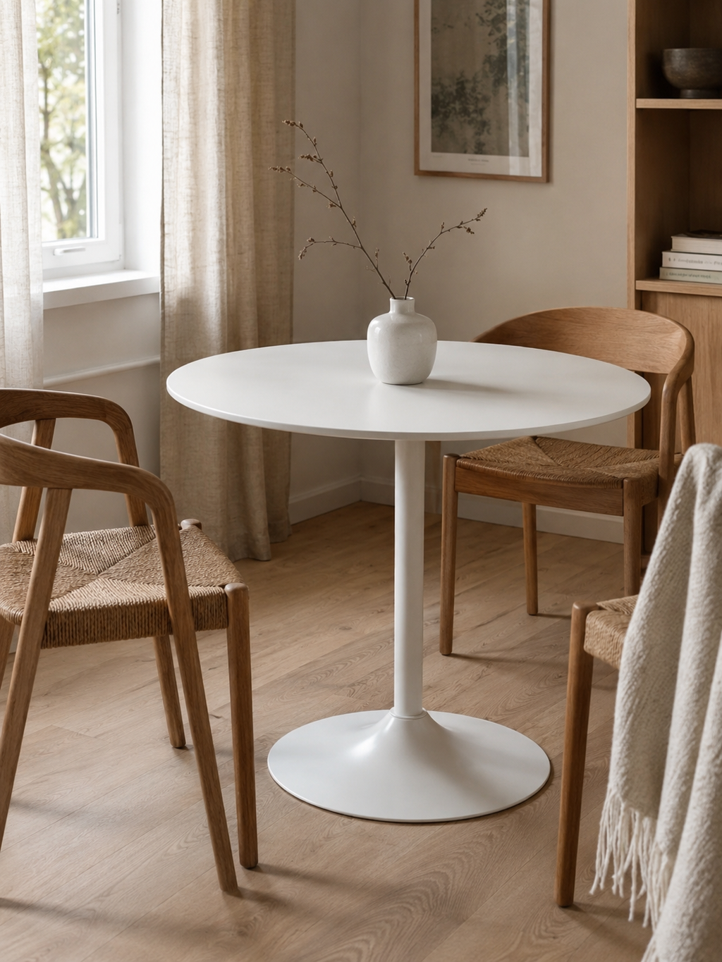 Steela – Table ronde à manger 2 personnes, pieds acier