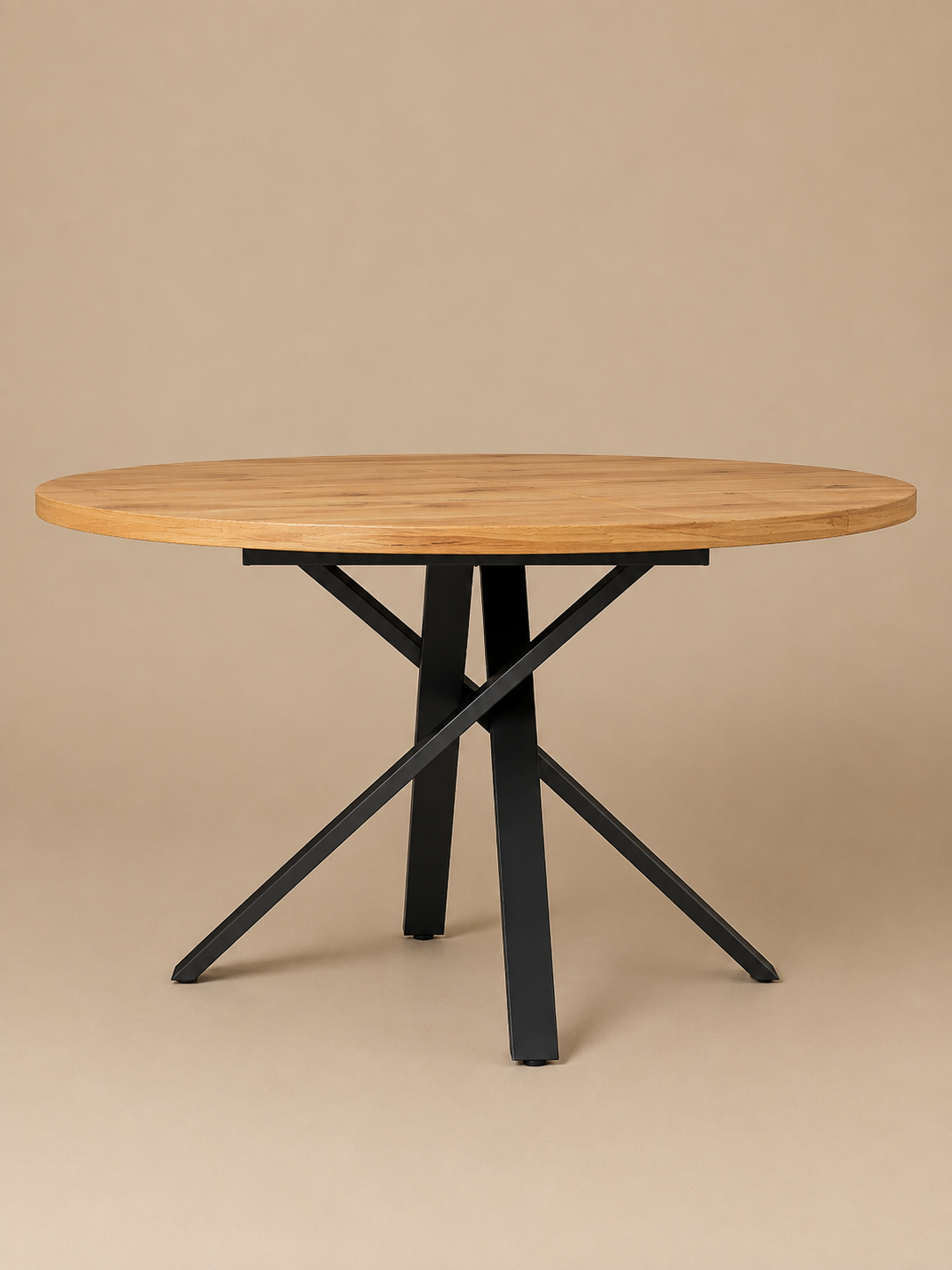 Convertia – Table ronde extensible 4 à 6 personnes, MDF, rangement intégré