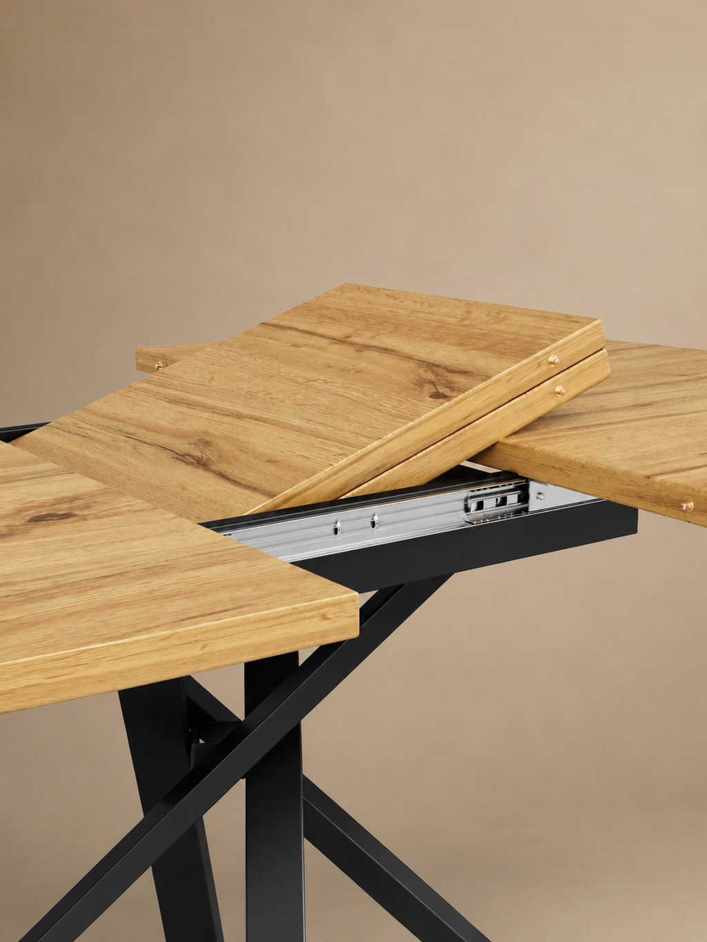 Convertia – Table ronde extensible 4 à 6 personnes, MDF, rangement intégré
