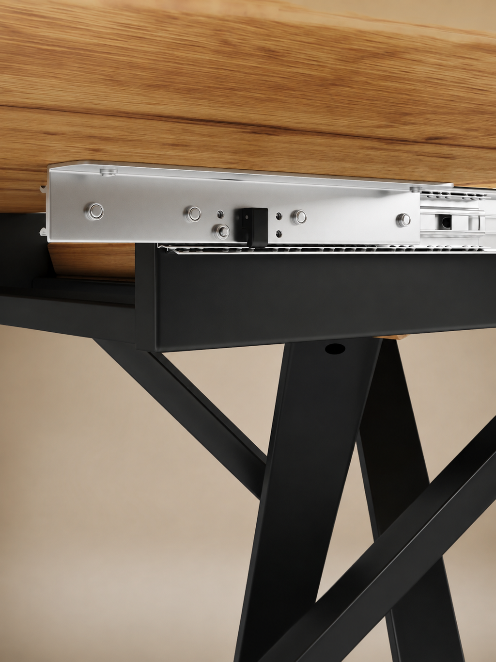Convertia – Table ronde extensible 4 à 6 personnes, MDF, rangement intégré