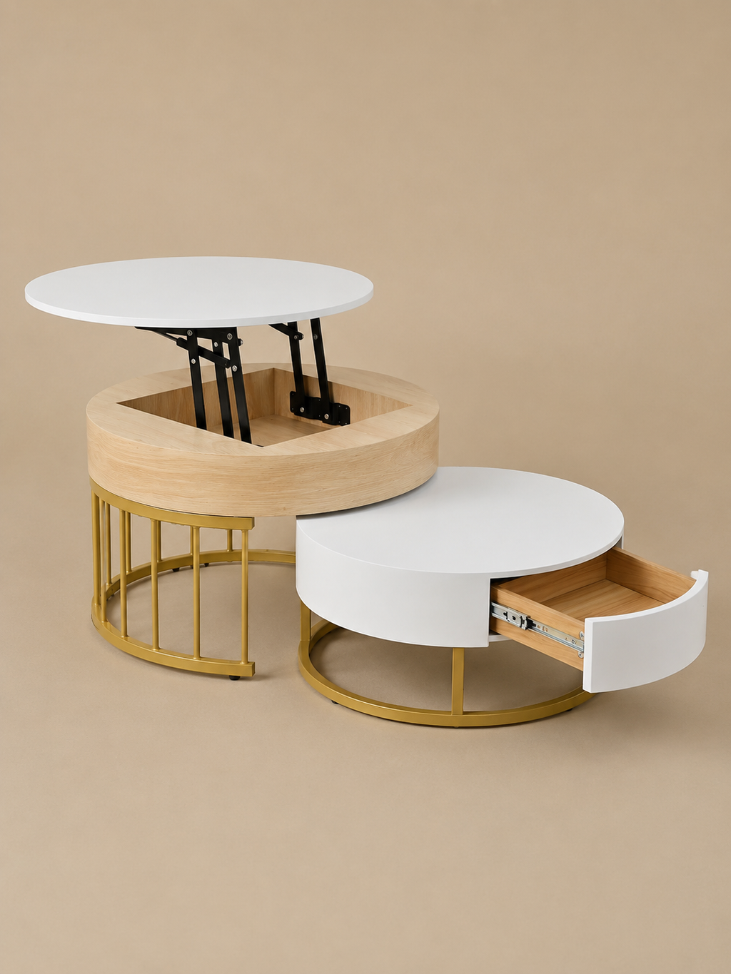 Modula – Tables basses gigognes hauteur ajustable, rangement