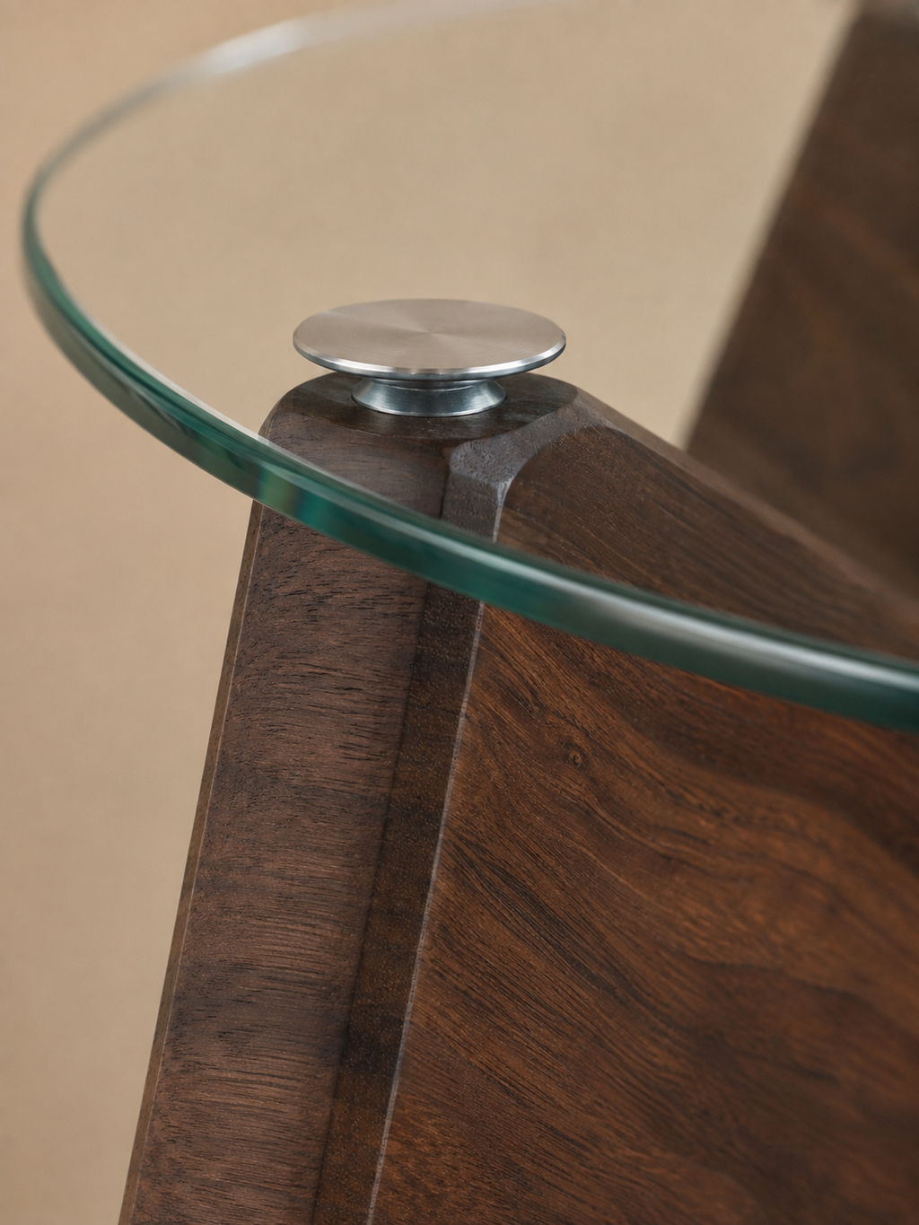 Croisée – Table basse ronde verre trempé, base en croix