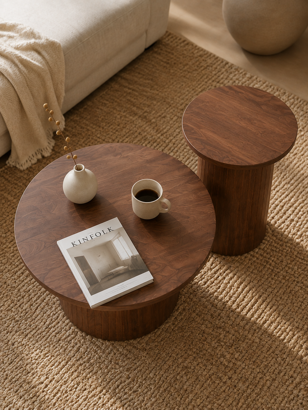 Duo – Tables basses gigognes rondes en bois, set de 2