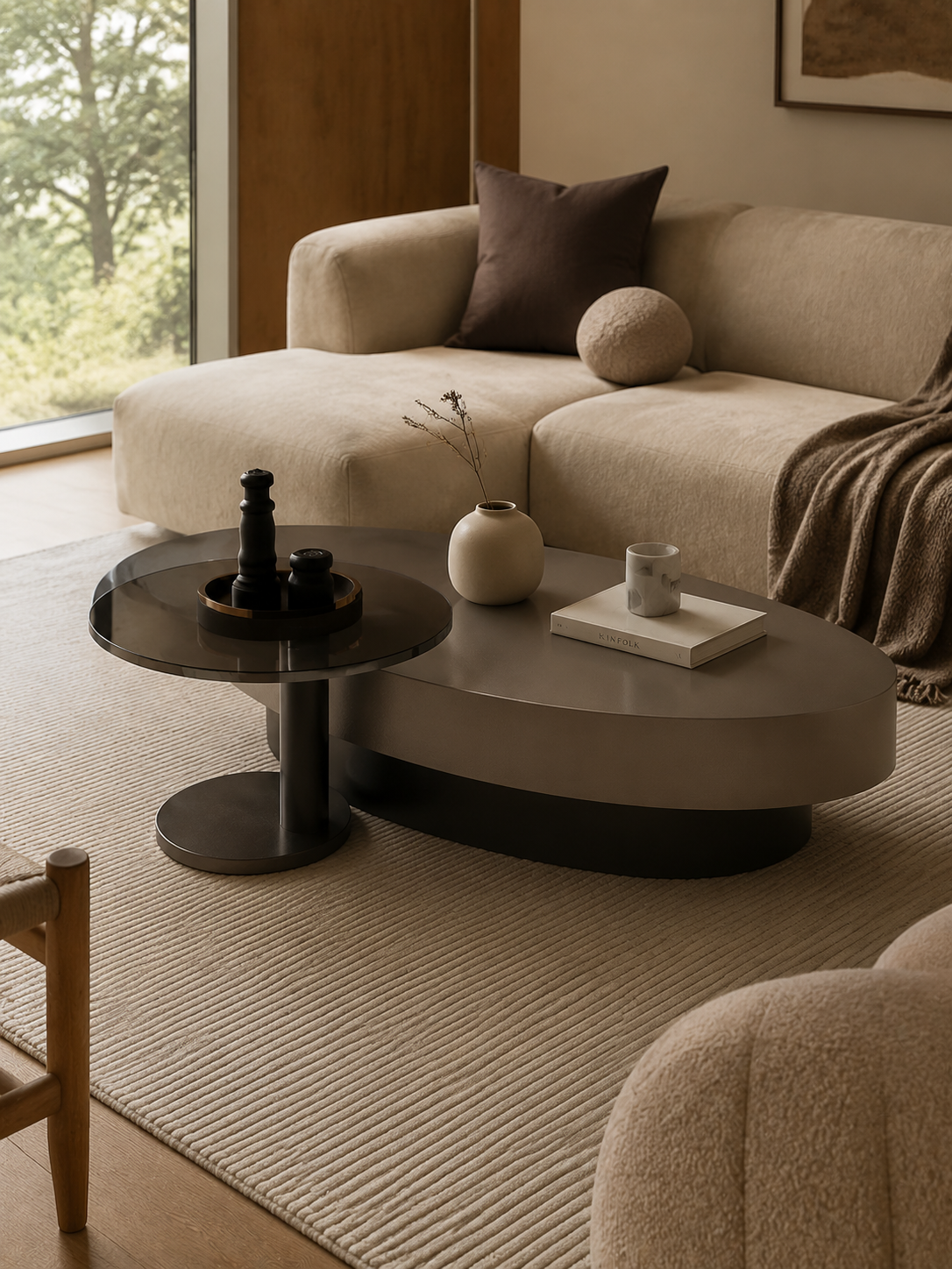 Organica – Table basse gigogne ronde, design luxe