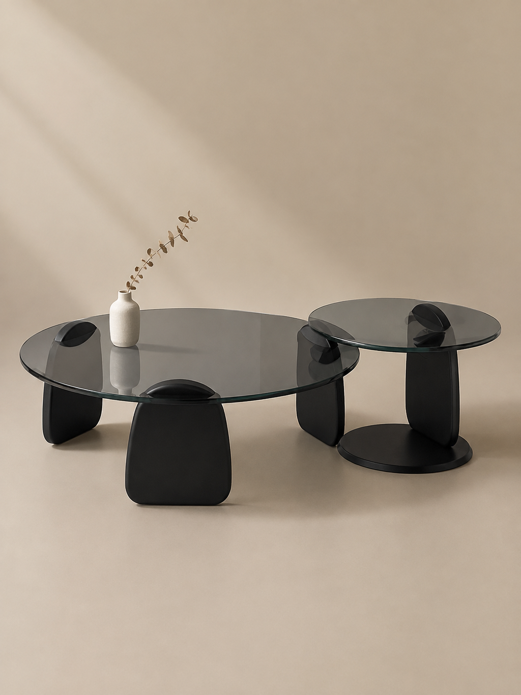 Sculptura – Tables basses gigognes rondes verre trempé