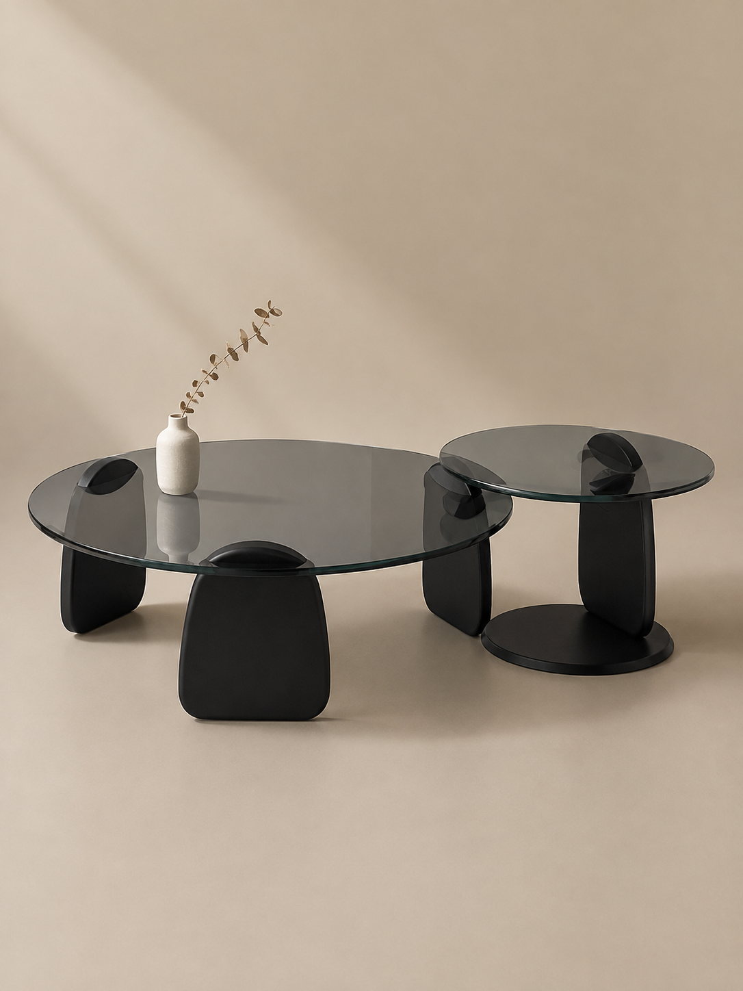 Sculptura – Tables basses gigognes rondes verre trempé