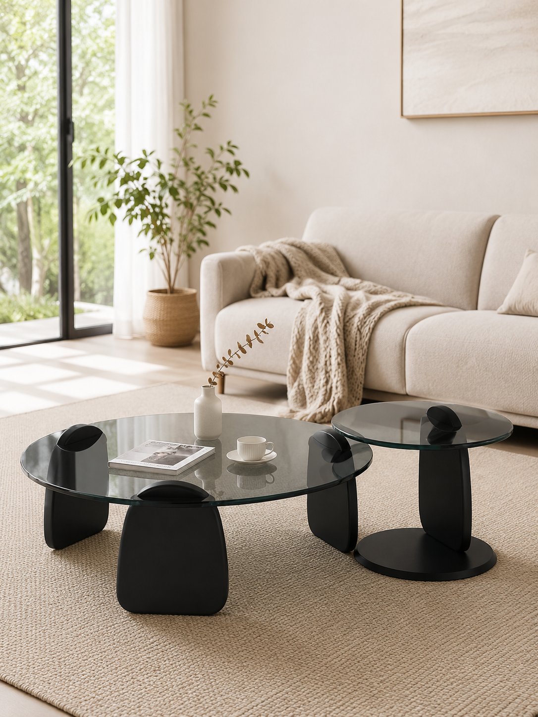 Sculptura – Tables basses gigognes rondes verre trempé