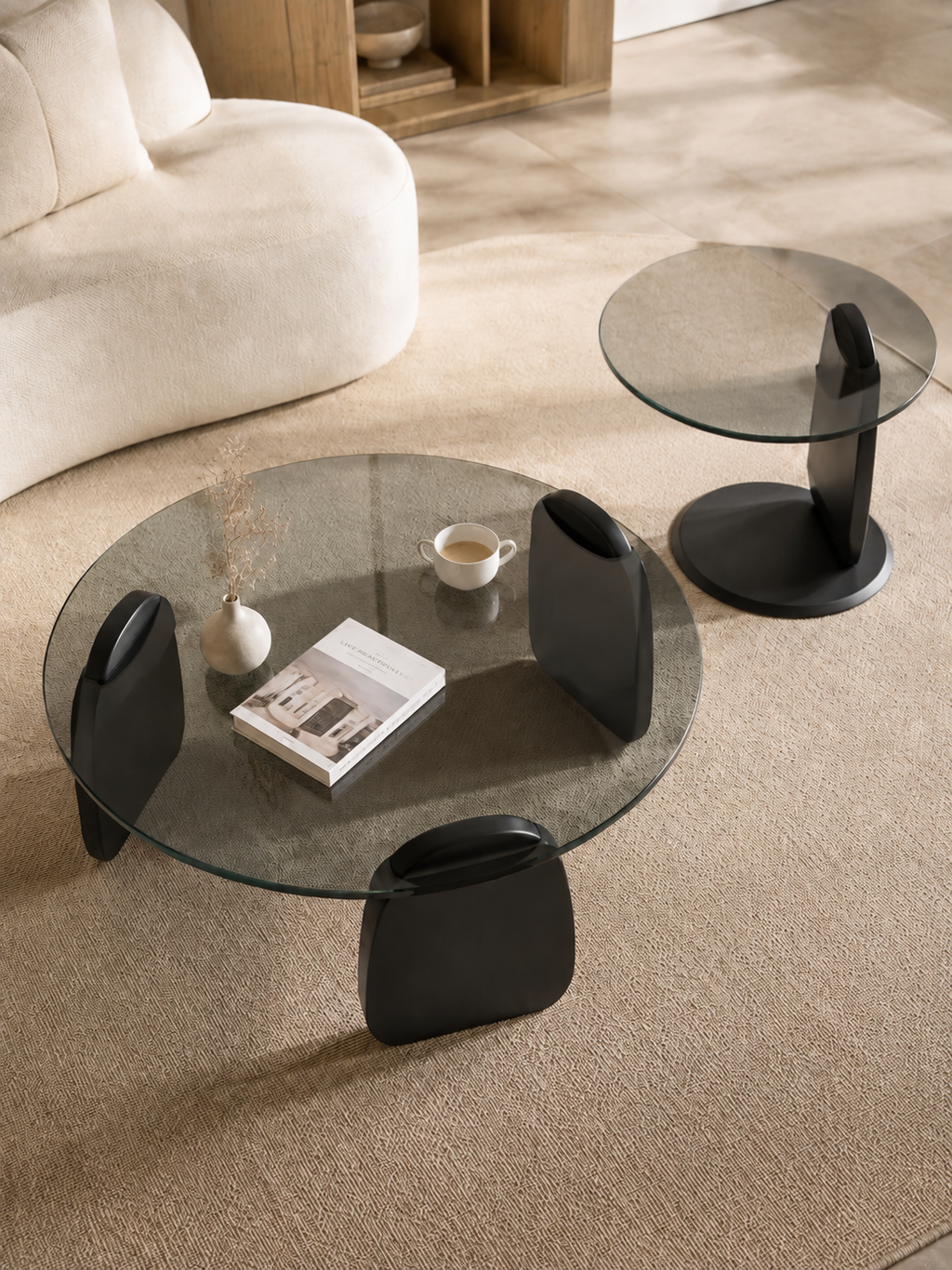 Sculptura – Tables basses gigognes rondes verre trempé