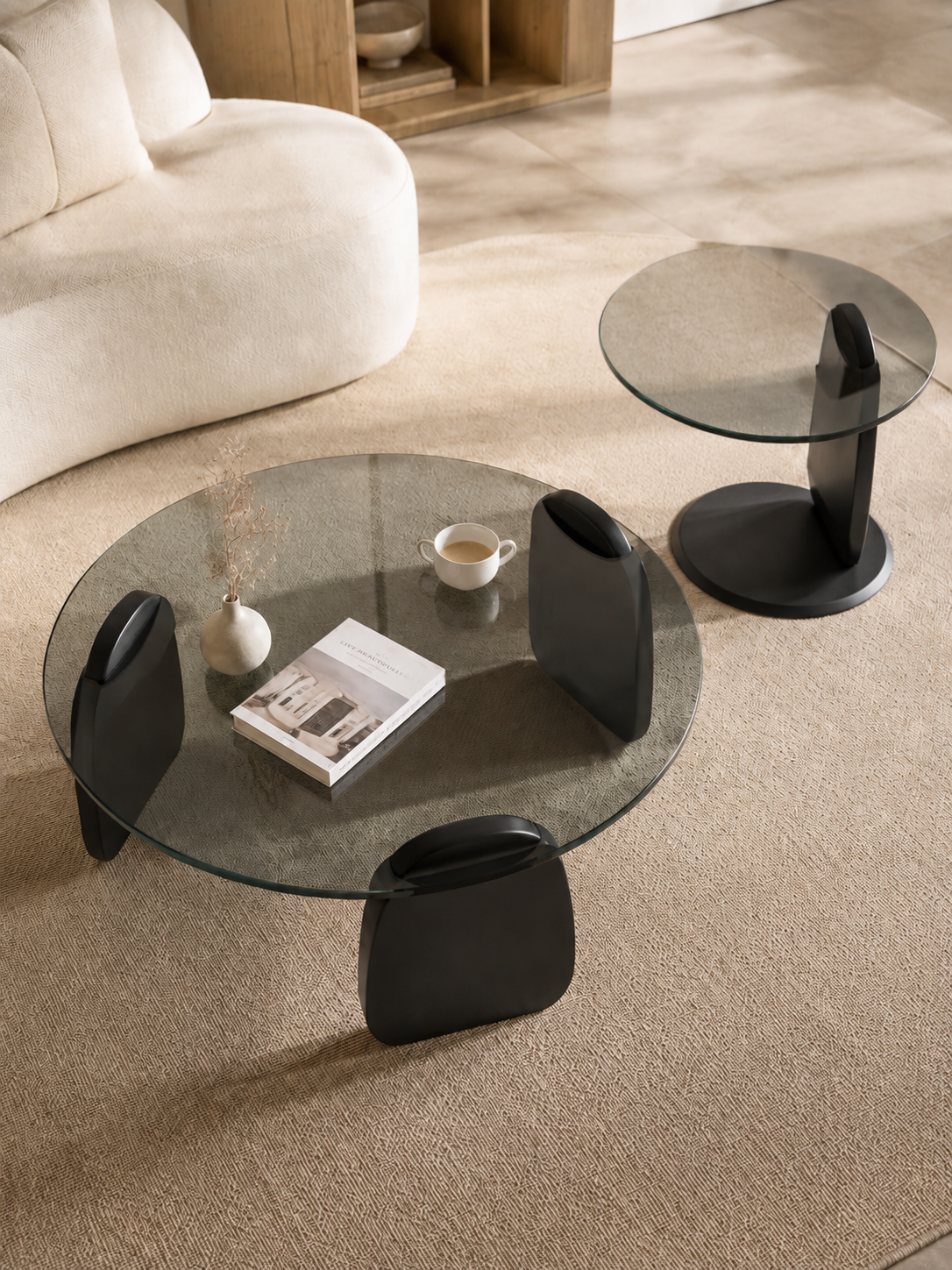 Sculptura – Tables basses gigognes rondes verre trempé