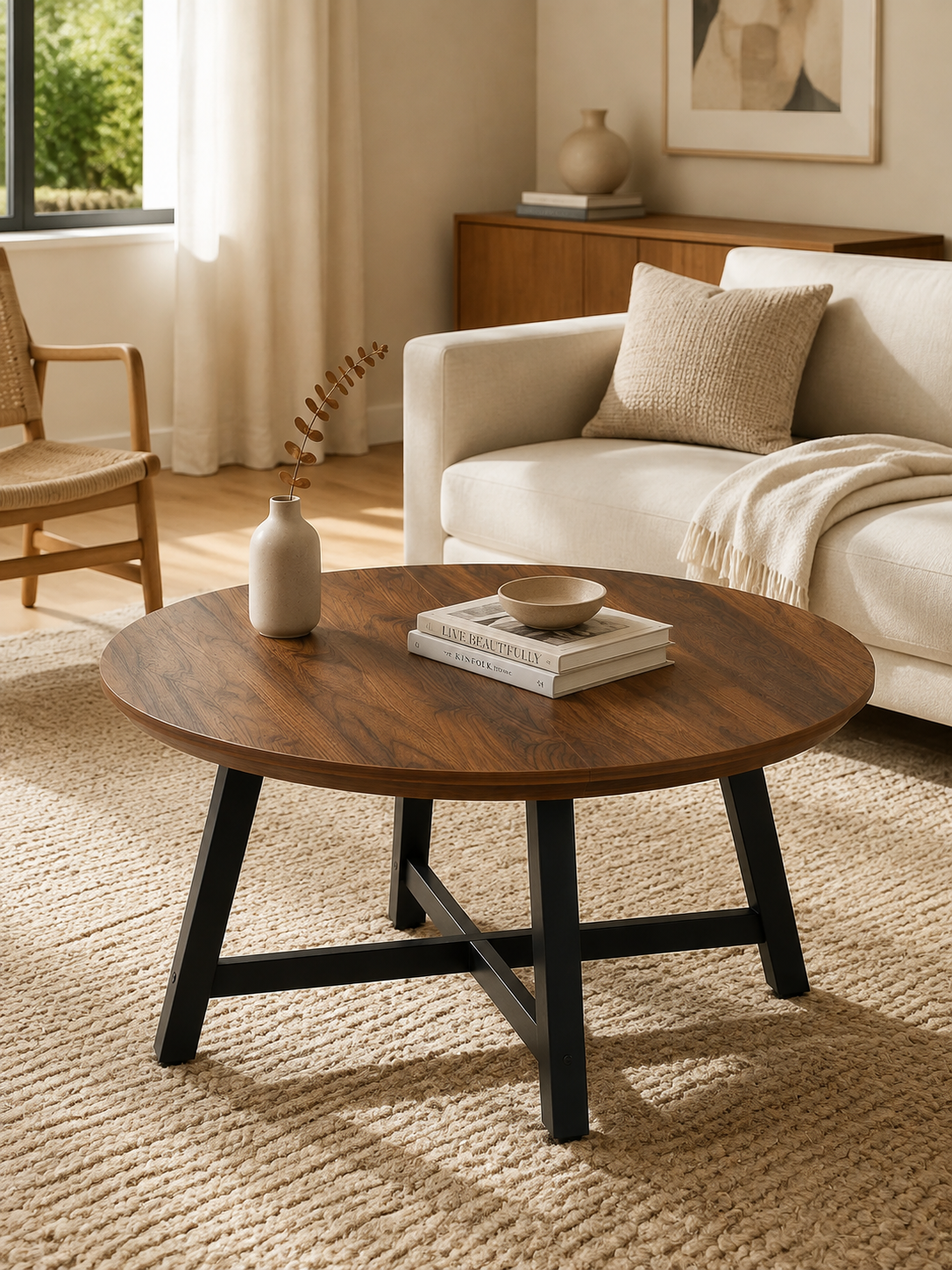Industria – Table basse ronde 91cm, style industriel