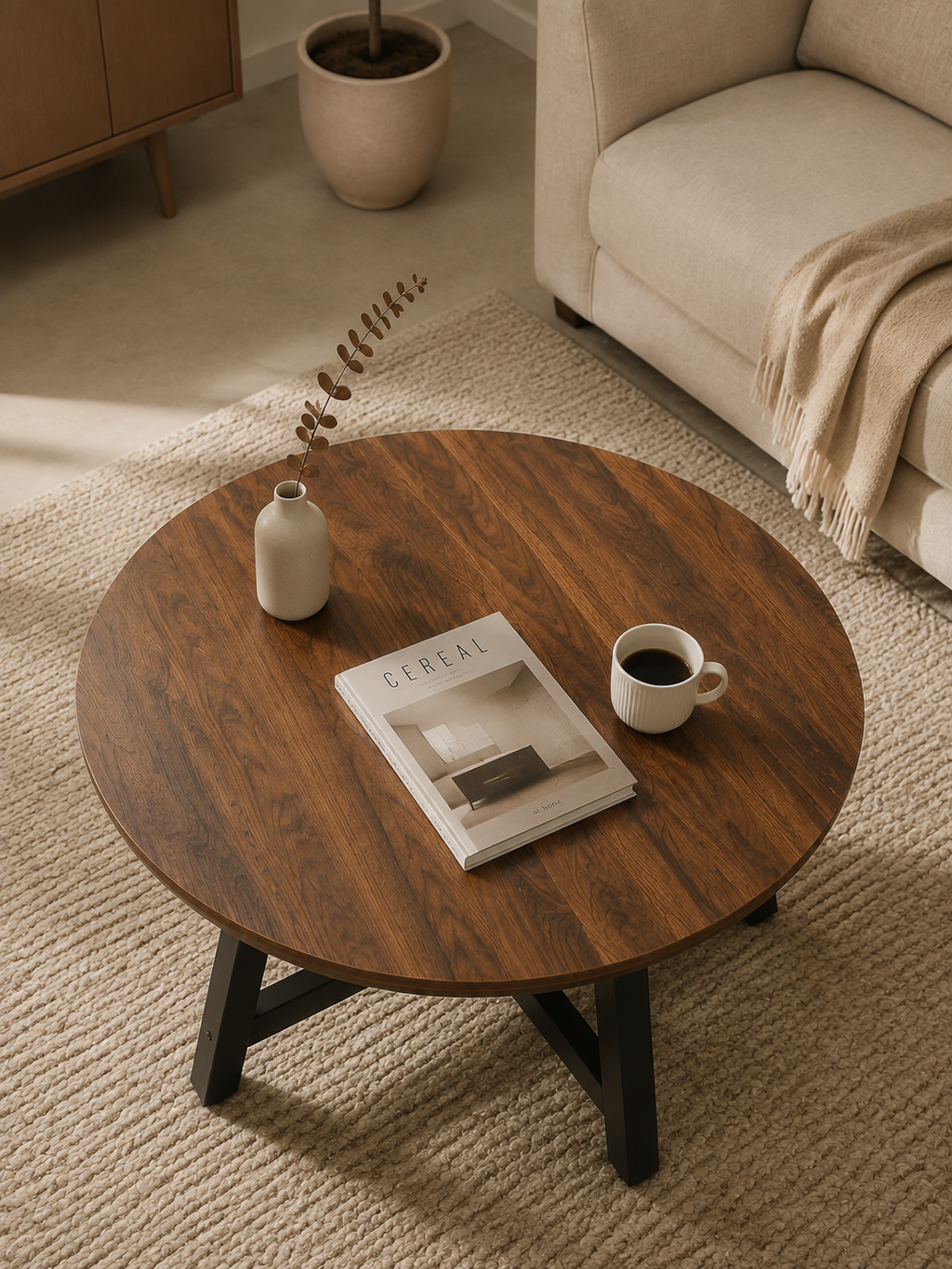 Industria – Table basse ronde 91cm, style industriel