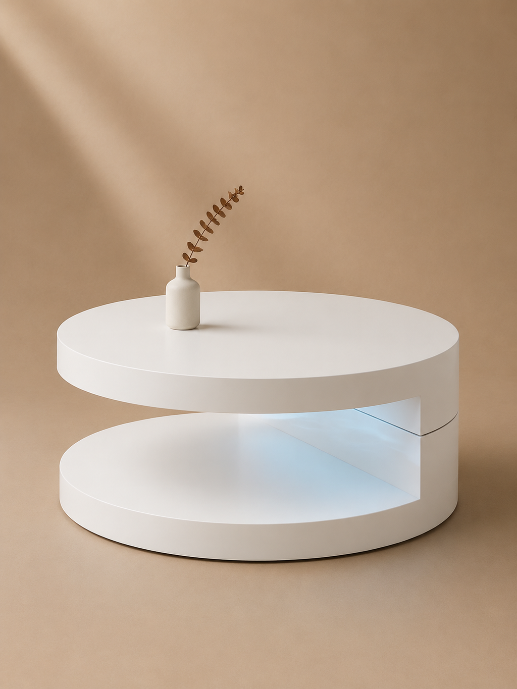 Rotativa – Table basse ronde pivotante LED, 2 niveaux