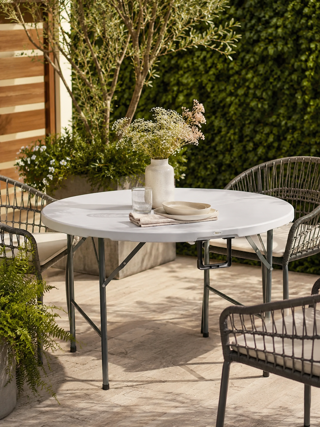 Recevo – Table de jardin pliante 6 personnes, HDPE