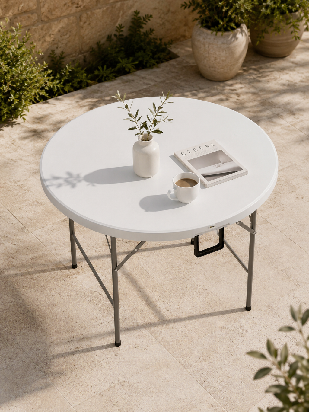 Recevo – Table de jardin pliante 6 personnes, HDPE
