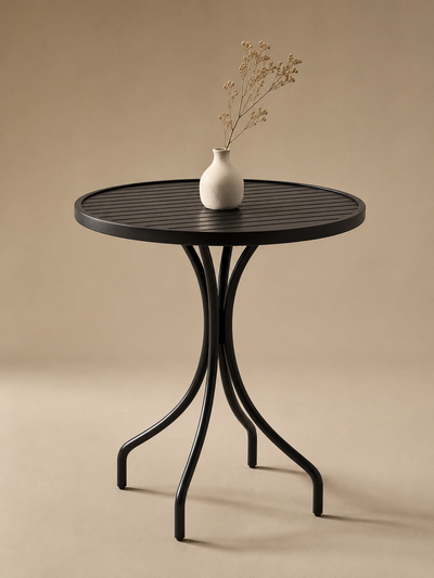 Bistro – Table de jardin ronde 2 personnes, acier noir