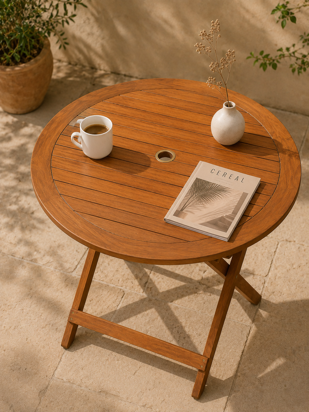 Folda – Table de jardin pliante 4 personnes, eucalyptus